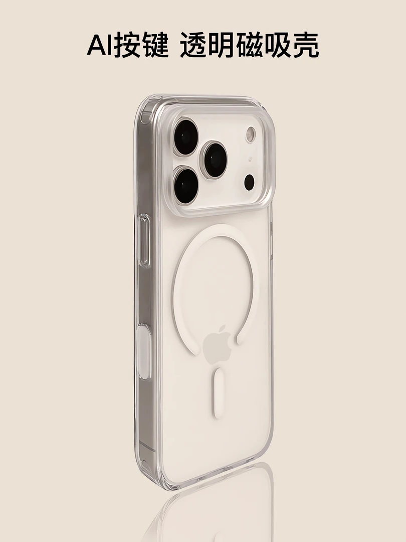 适用苹果17ProMax透明磁吸防摔手机壳配备拍照按键全包iPhone17