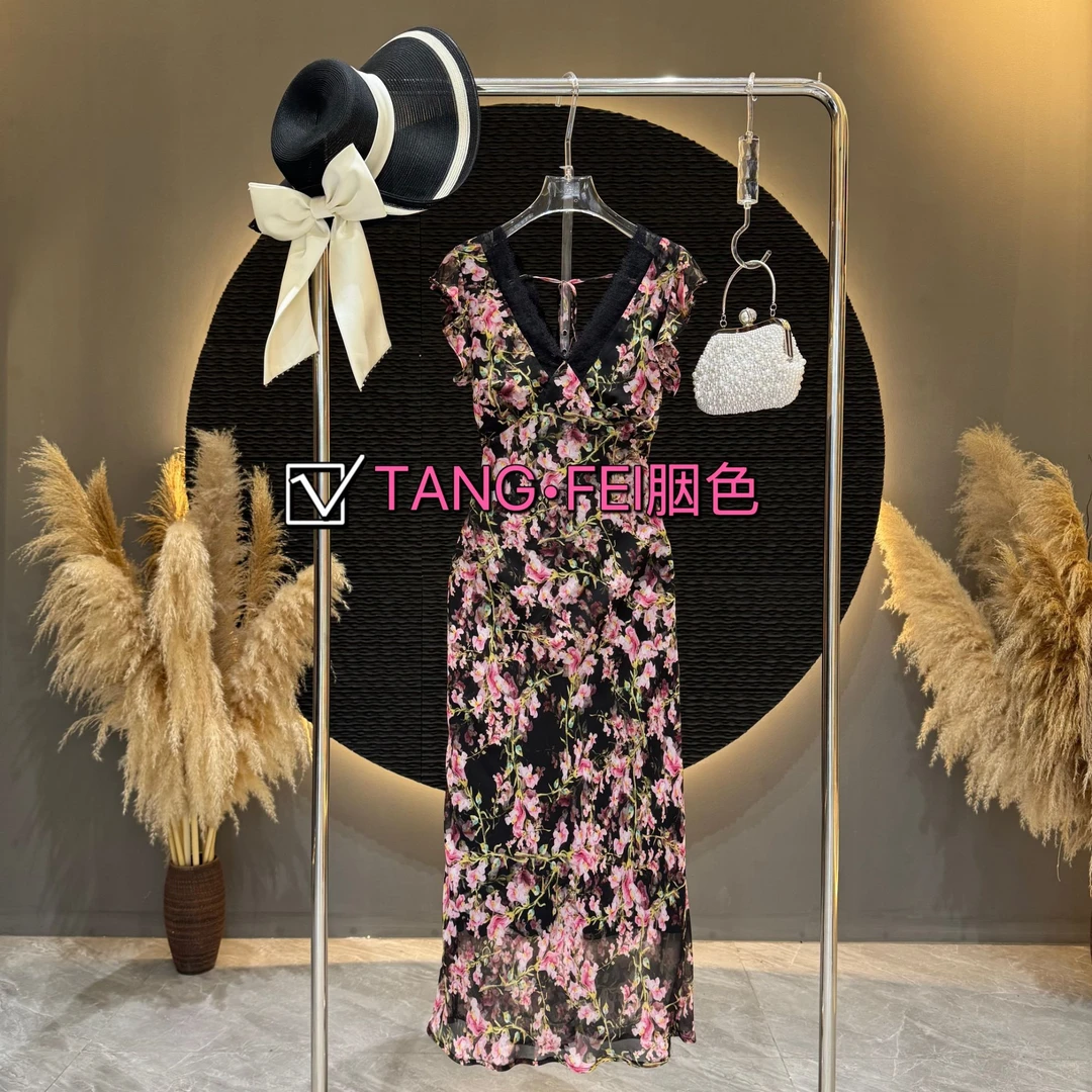 港澳店专属TANG-FEI胭色【海棠未眠】TF0083 轻奢气质连衣裙
