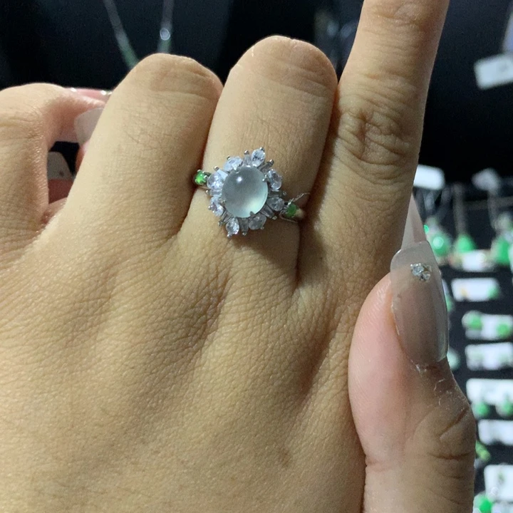 翡翠银S925镶嵌戒指