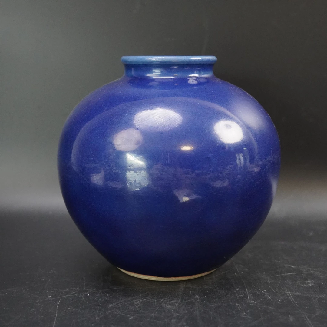 Lot.25100157清乾隆霁蓝釉太白罐 高：约21.7cm