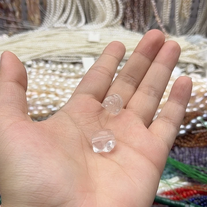 未镶嵌玛瑙/玉髓珠宝半成品一个14/13mm左右白水晶kt猫