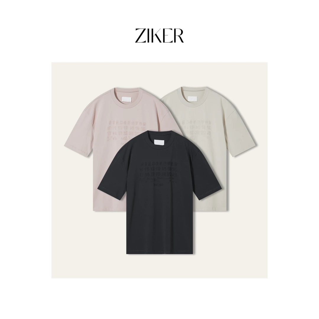 ZIKER｜马吉M6数字刺绣宽松版女士短袖T恤