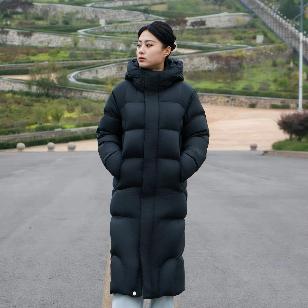 登美司长款轻户外羽绒服女2025秋新款95白鹅绒长款连帽情侣款男女