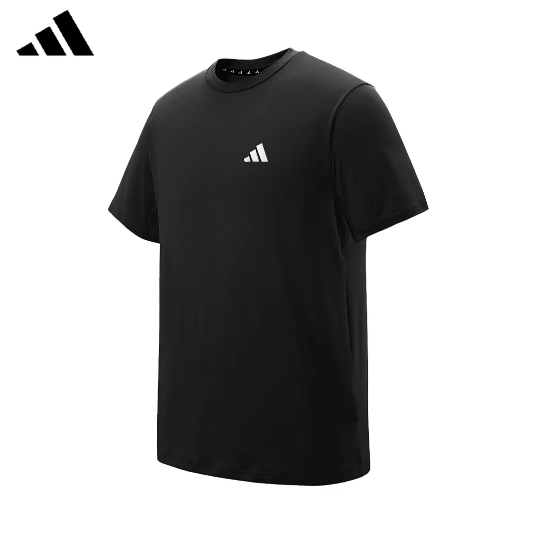 adidas/阿迪达斯短袖T恤男子新款运动休闲透气跑步圆领纯色半袖