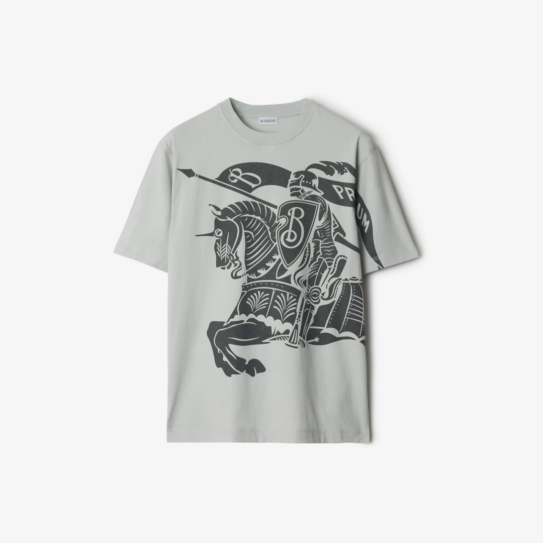 BURBERRY/博柏利 马术骑士灰色纯棉圆领T恤 2521056