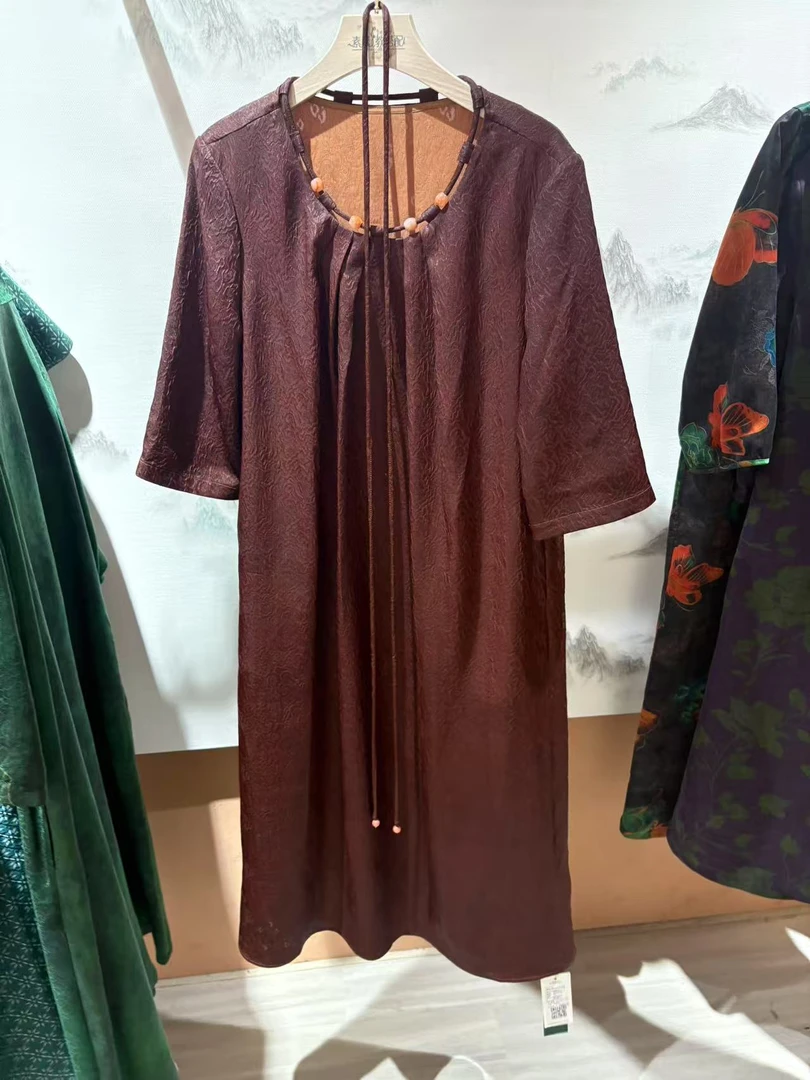 【格一专属】桑蚕丝香云纱冠乐邹时尚连衣裙26975