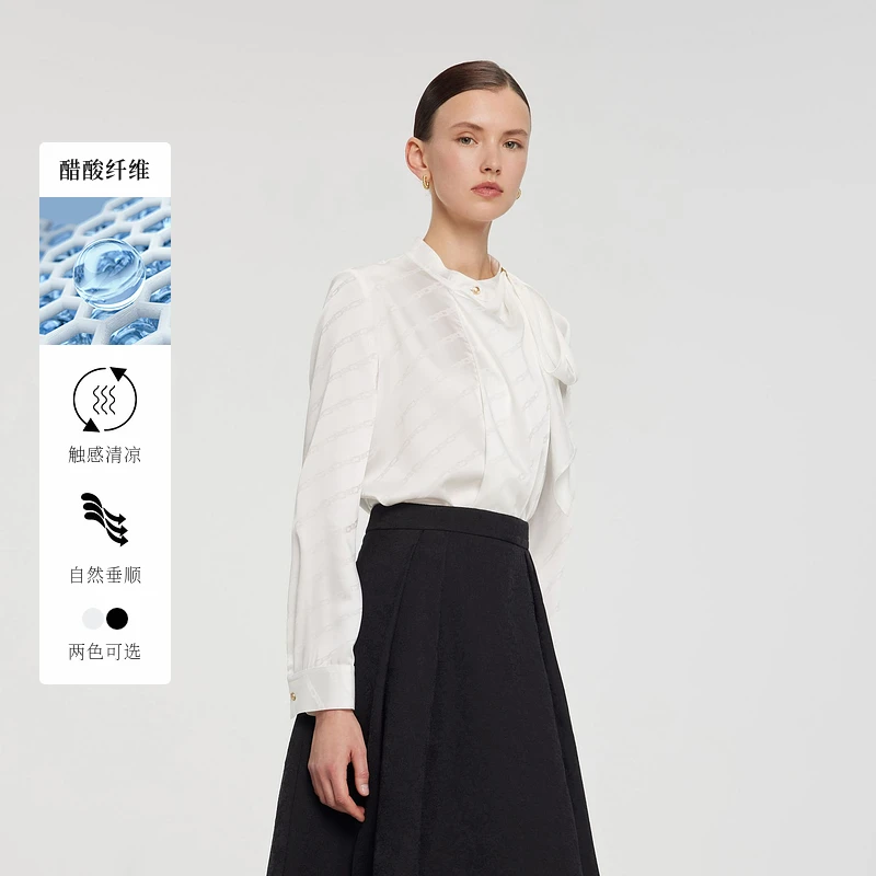 【醋酸】Scofield女装通勤飘带领衬衫百搭优雅上衣2025春季新品