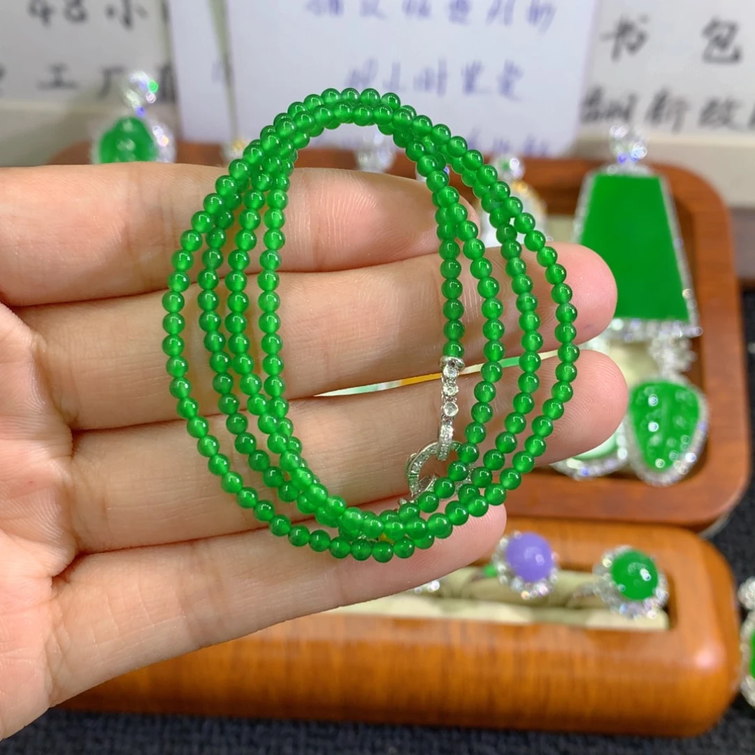 翡翠18K金镶嵌项链2.5mm