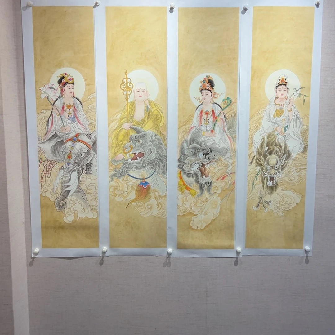 国画@****感李老师四大菩萨作品