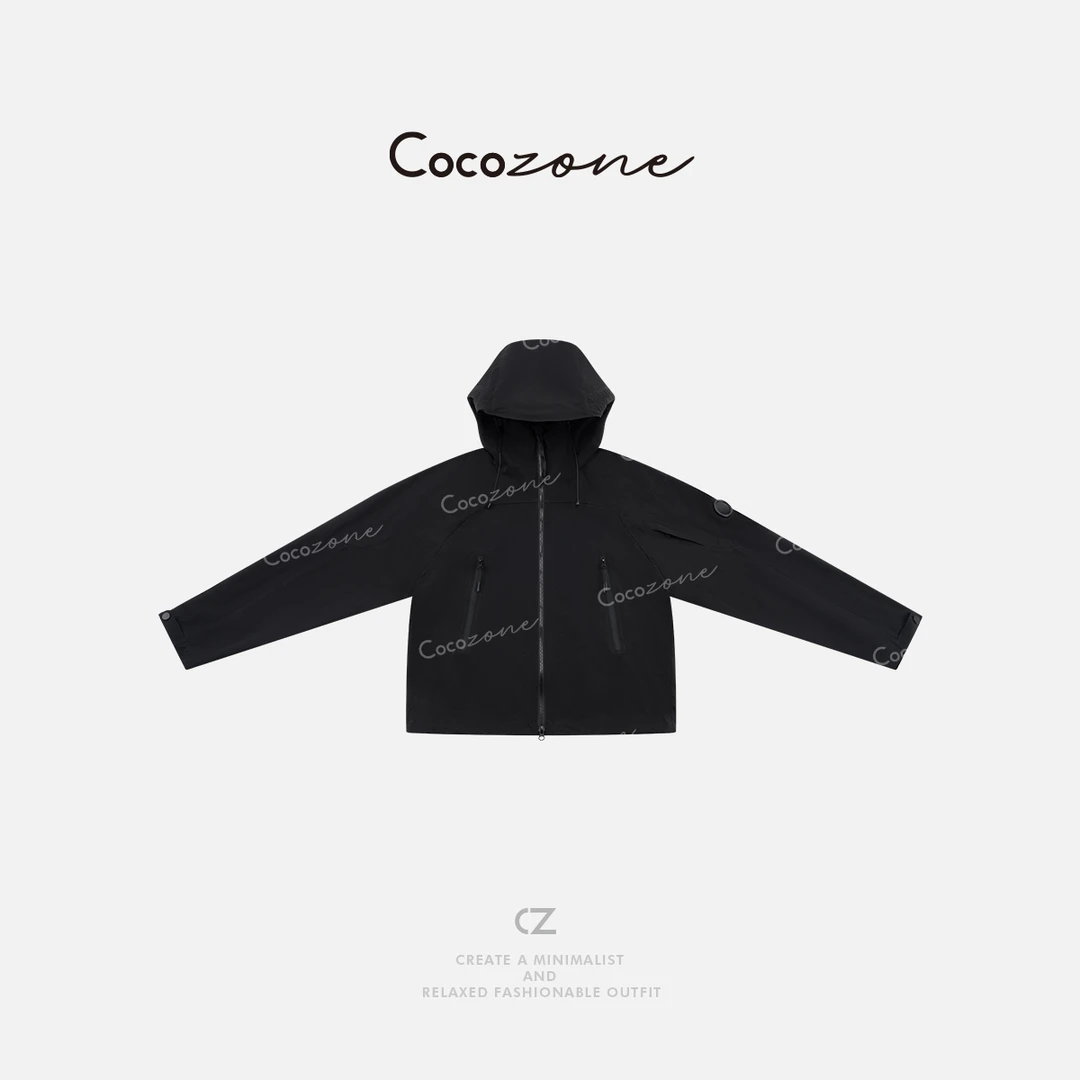 COCO ZONE 刘一一 "有氧外套"连帽前抽绳纯色简约外套 CD1A1017