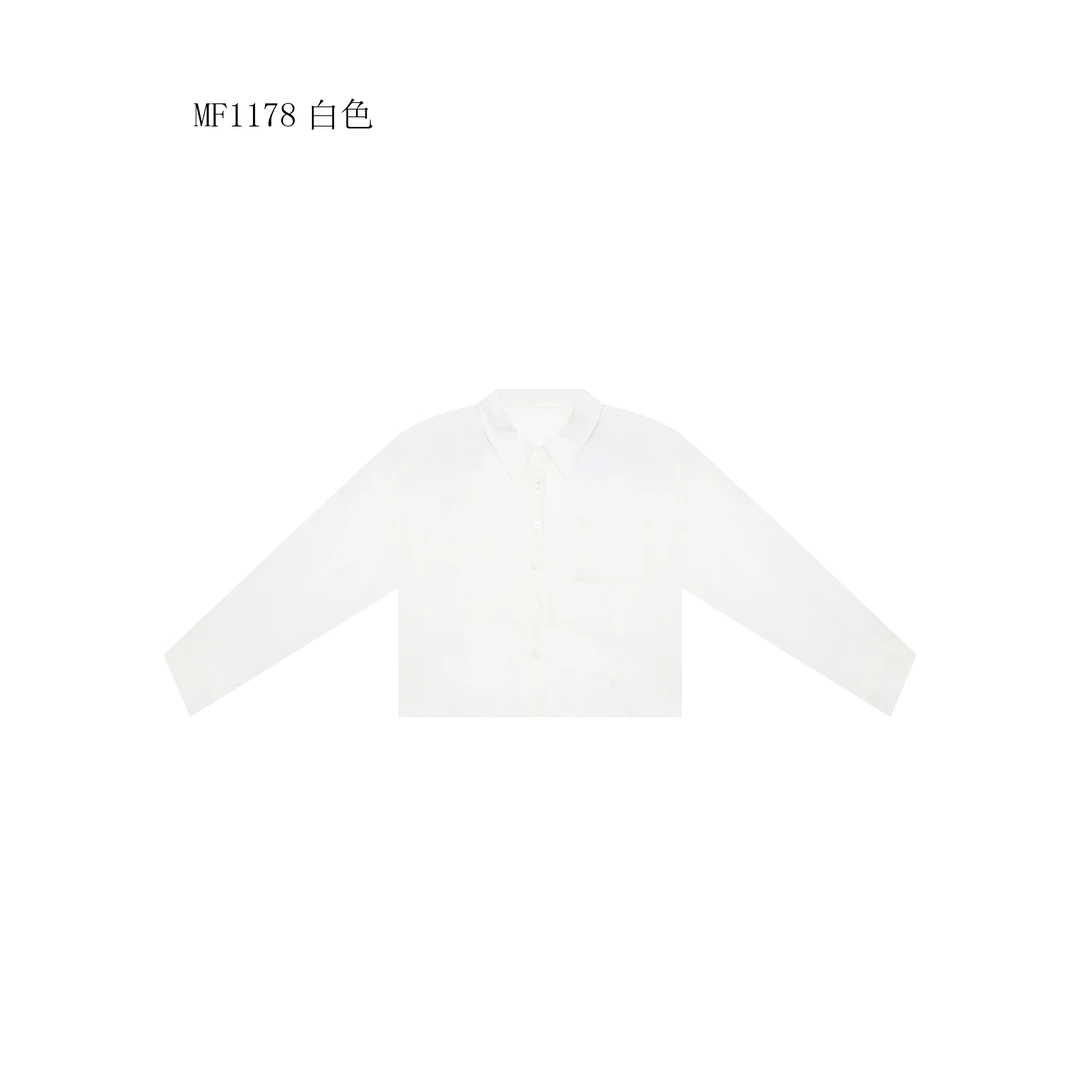 【麻訪家】MF1178白色文艺设计感口袋休闲开衫长袖上衣