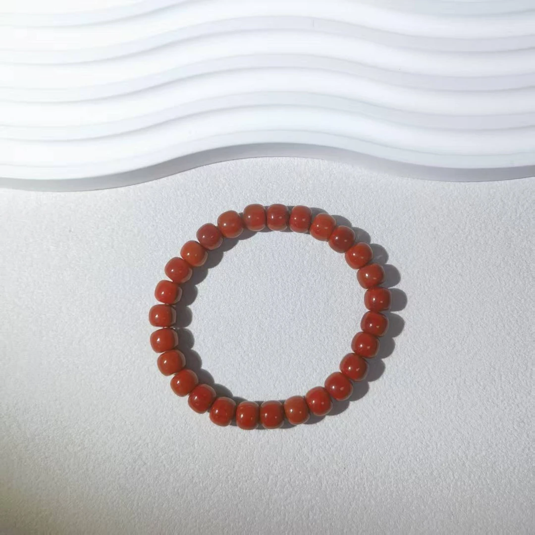 约7-8mm南红老型珠单圈手串