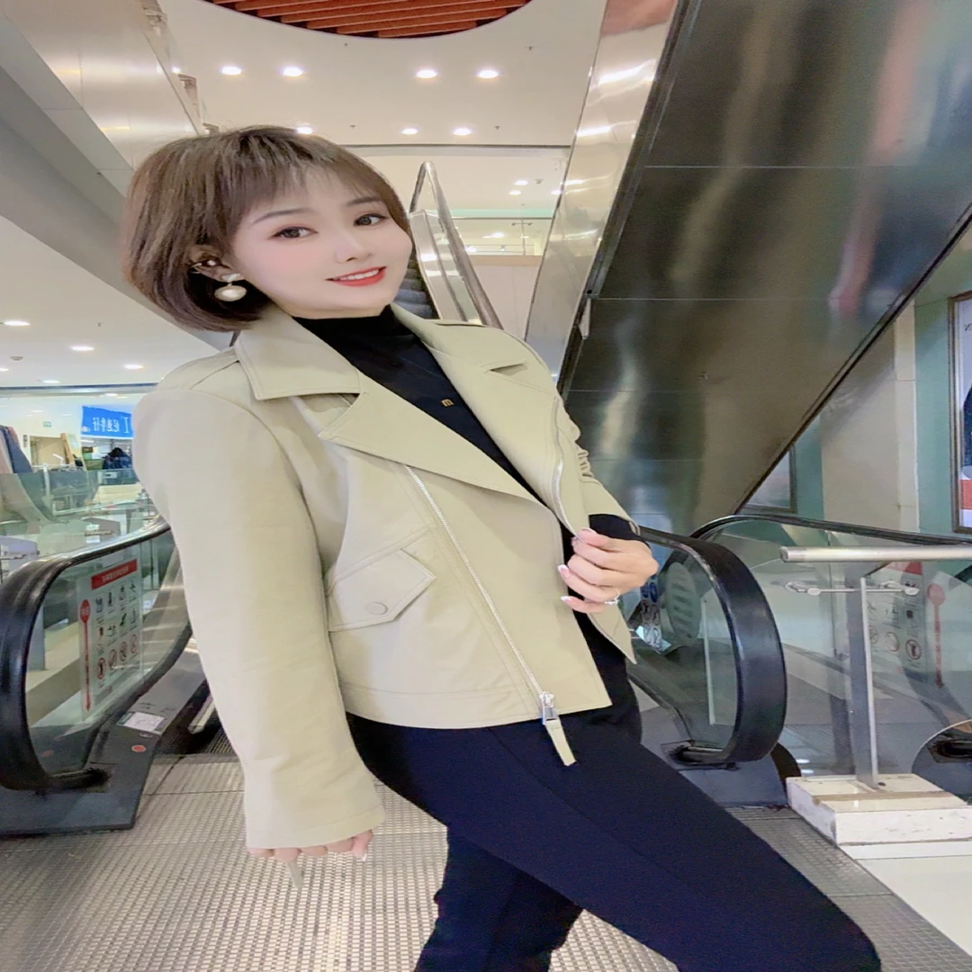 8033超高品质洋气短款风衣外套