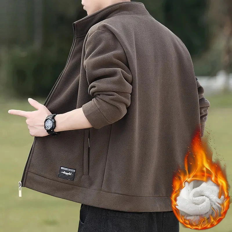 隆兴男士摇粒绒开衫卫衣男款秋冬款加绒男毛圈轻舒秋冬款新款外套