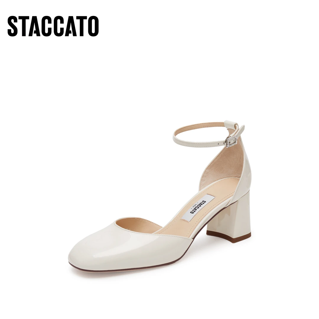 【一秒入夏】思加图2025新款优雅奶油鞋高跟鞋浅口单鞋凉鞋ECQ02AK5