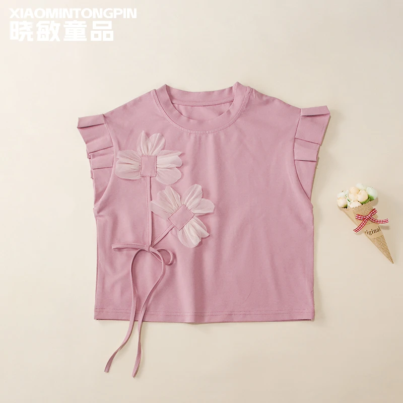 2025年款衣服儿童花朵系带T恤XM1564