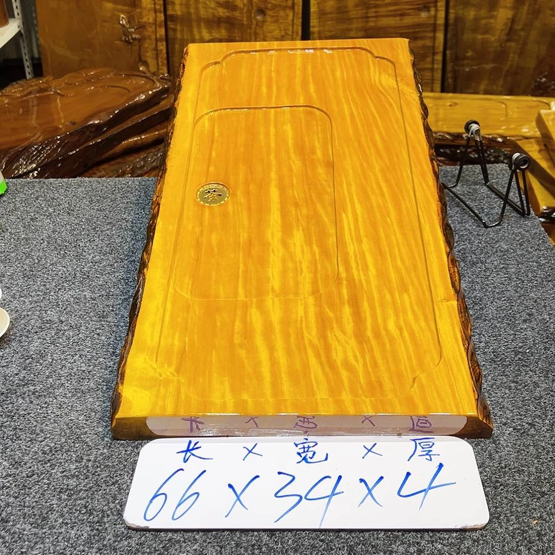 楠木缅甸大叶金丝楠木茶盘，整板无拼接
