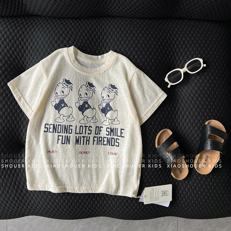 【西西】儿童夏季韩版洋气纯色搭短袖T恤上衣HBB7607