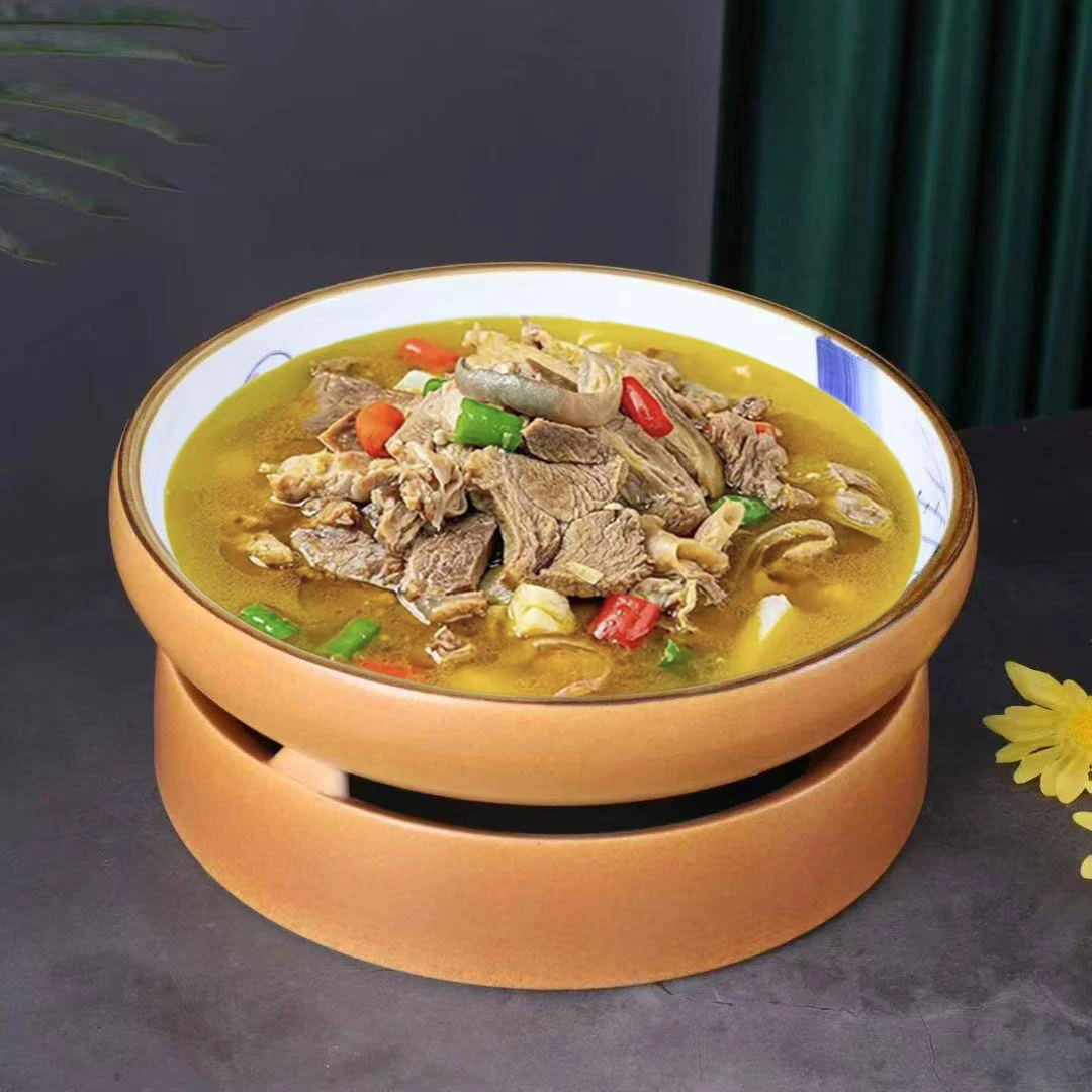 中式复古自助餐陶瓷蜡烛加热炉圆形干锅菜汤盘子明档小女当家餐具