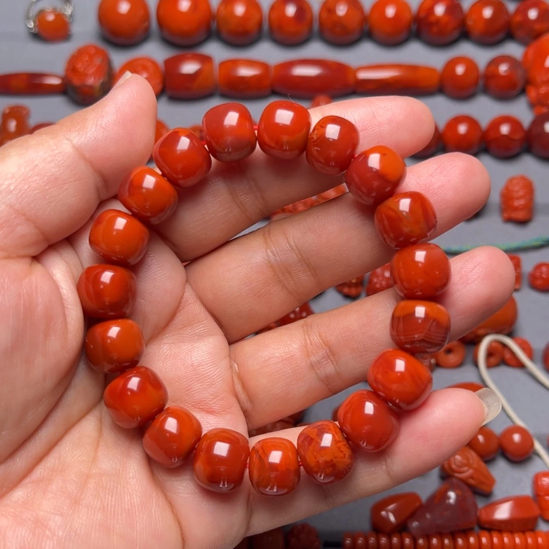 南红玛瑙配饰未镶嵌火焰纹老型手串卡11.6mm