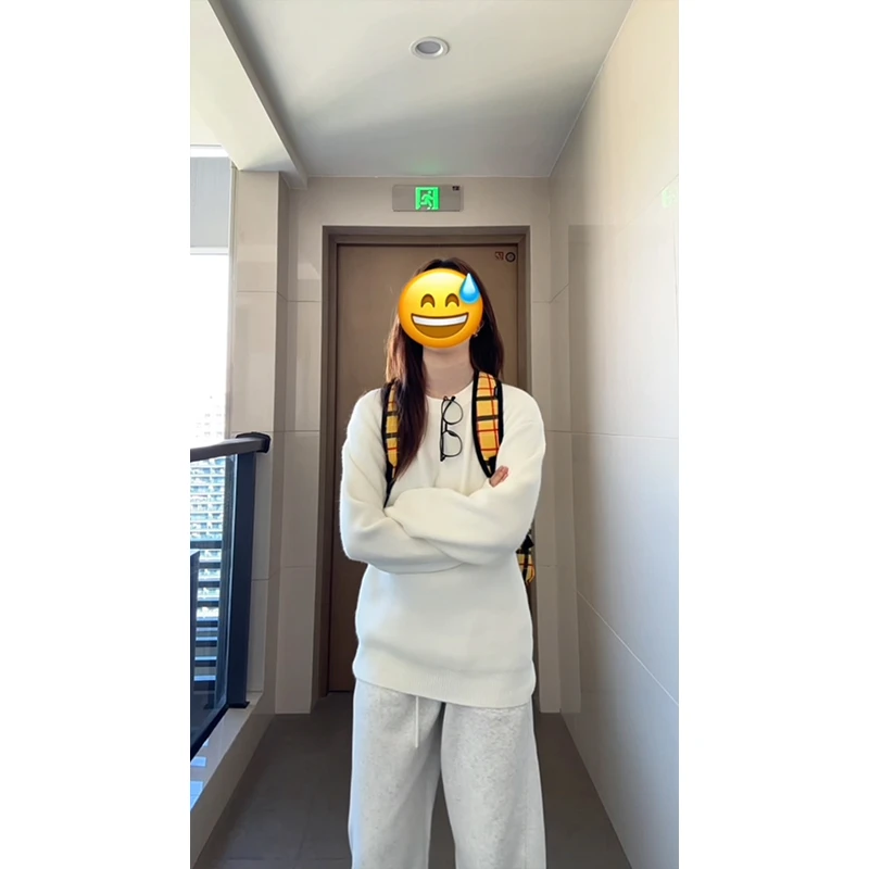 慵懒纯色加绒保暖美式圆领针织卫衣毛衣秋冬男内搭休闲百搭针织衫