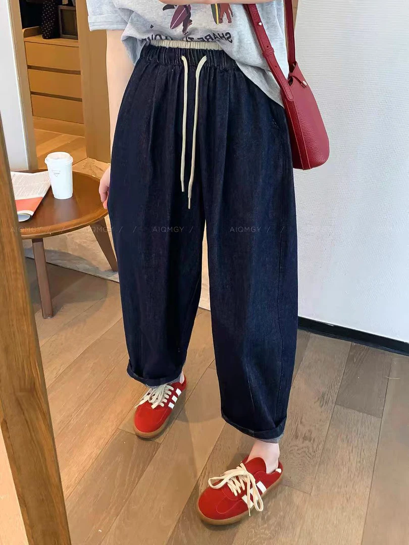 【婷姐家】2223欧货新款大码阔腿休闲九分裤牛仔