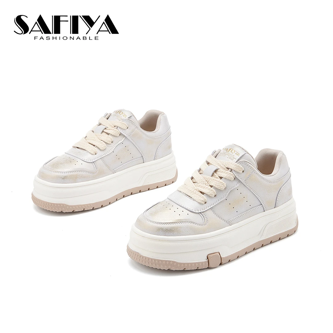 索菲娅Safiya2025春季新款低帮系带时尚百搭休闲小白鞋SF44112A43