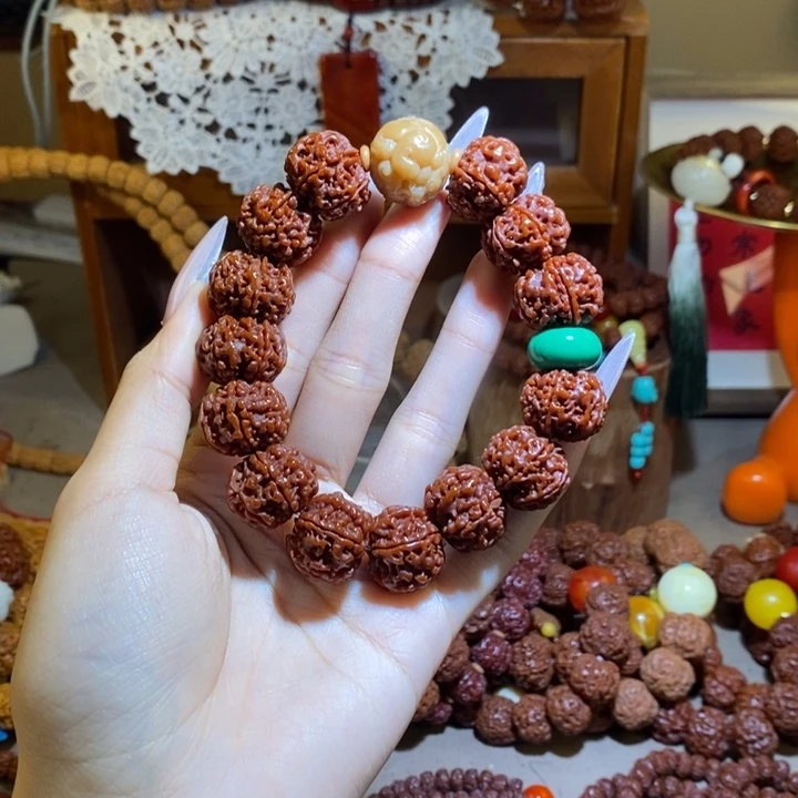 金刚菩提手串196玉华貔貅绿扣