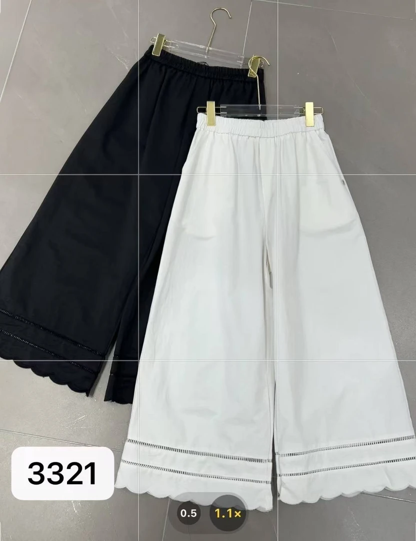 【蜜蜜家】夏季薄款阔腿裤镂空双花边夏季百搭休闲裤潮流时尚