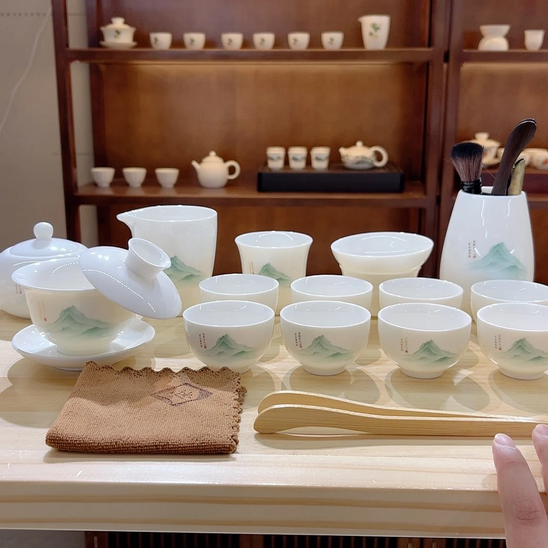 瓷片玄致羊脂玉瓷茶具套装