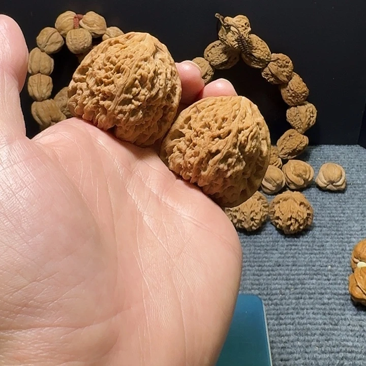 文玩核桃把件三角将45尺全品