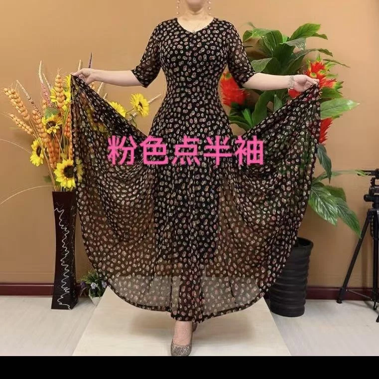 春夏款时尚修身大摆弹力大码连衣裙