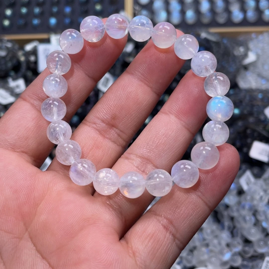 月光石手链未镶嵌马达加斯加幻彩月光石手链9.2m