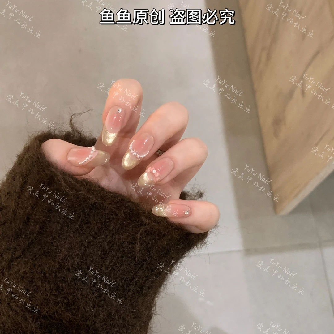 YUYU -【甜荔枝】 -法式猫眼系列-小众设计师手工穿戴甲