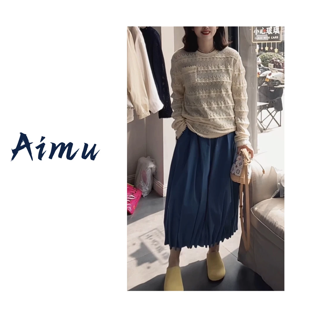 日系高腰百褶半裙显瘦遮跨设计感小众复古花苞裙