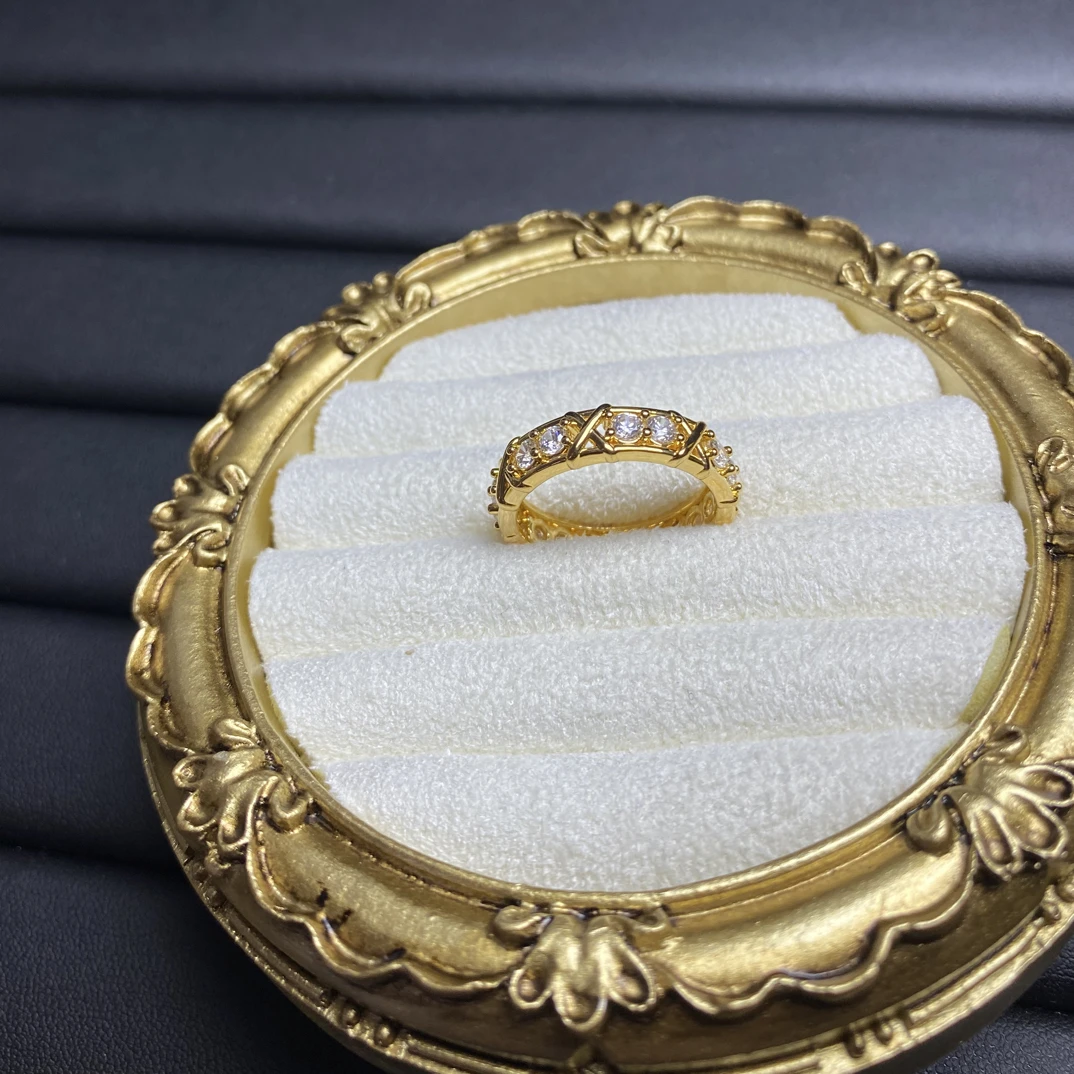 5D硬金无氰黄金镶嵌戒指