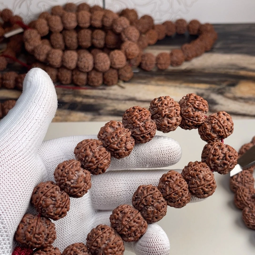 初***～手串金刚菩提858红油皮铁籽纽扣超头