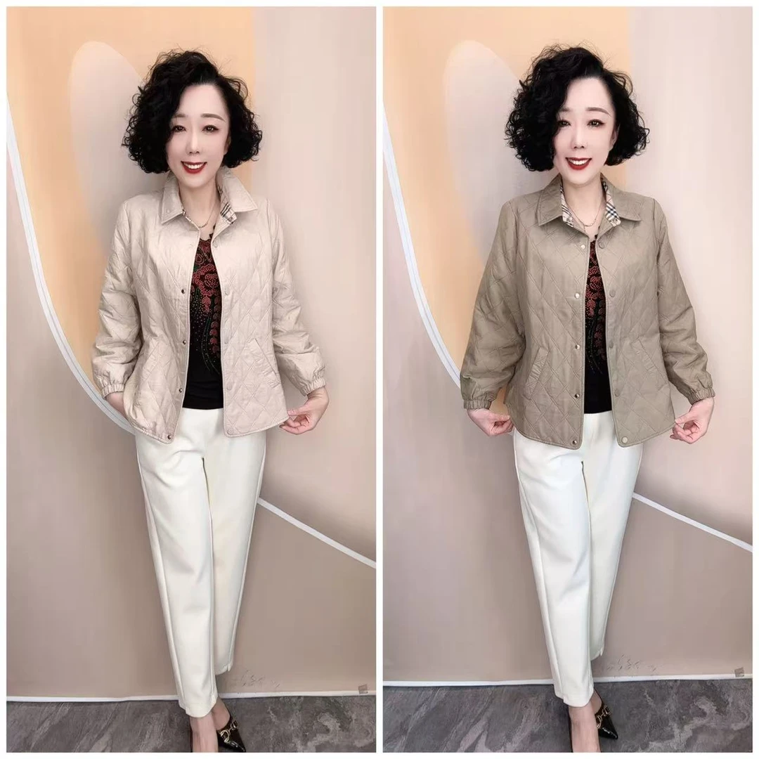 2470春新款菱形格加里衬时尚爆款百搭休闲外套，衣长67厘米