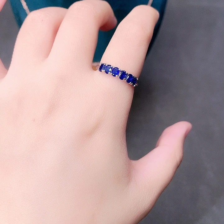 戒指蓝宝石银S925镶嵌