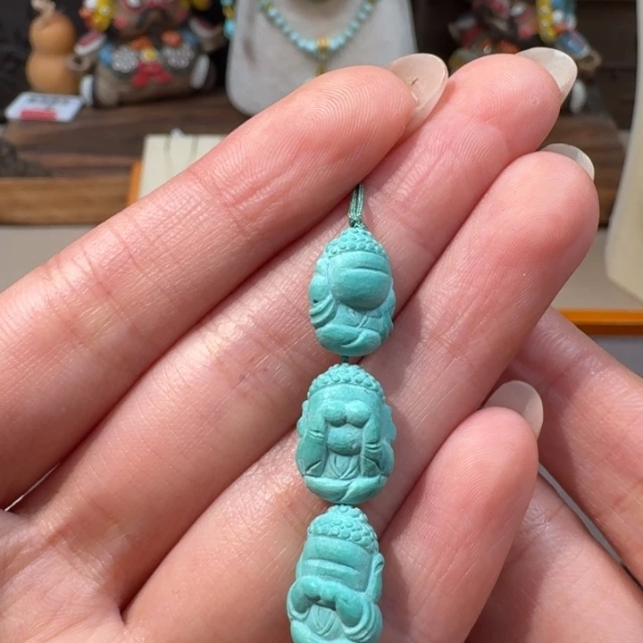 绿松石未镶嵌三不佛