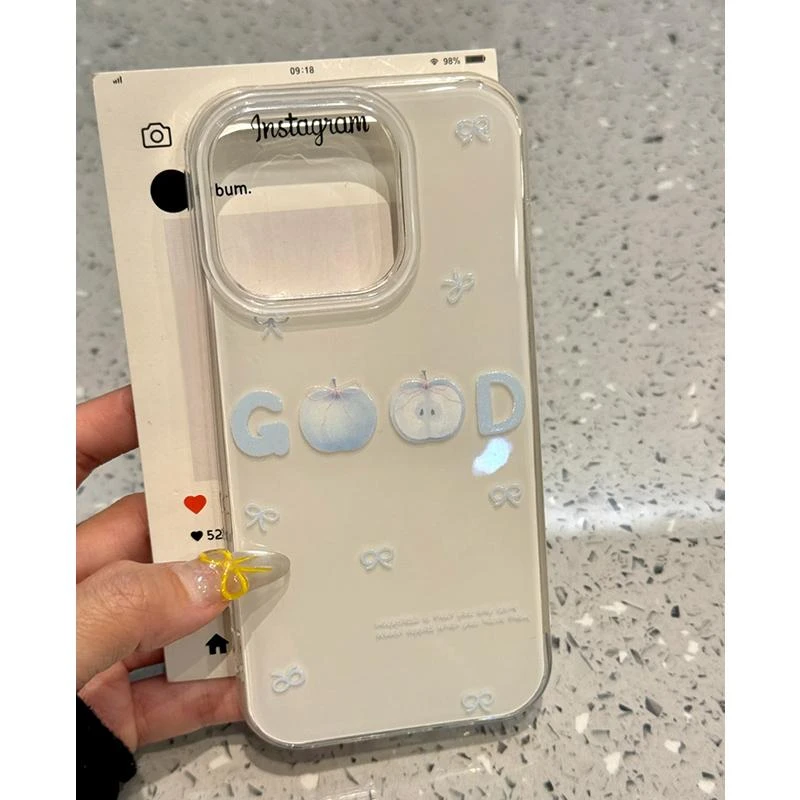 BANCA渐韩系英文GOOD适用苹果16奶油手机壳华为vivo小米15oppo