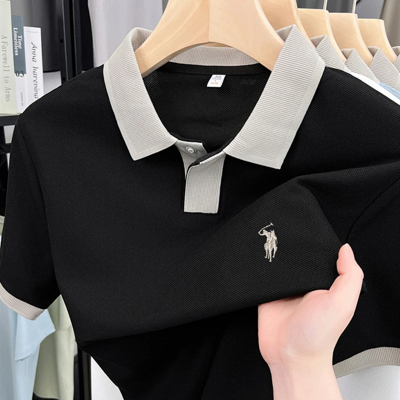 男士夏季polo衫新款刺绣商务休闲半袖上衣薄款透气翻领短袖t恤衫