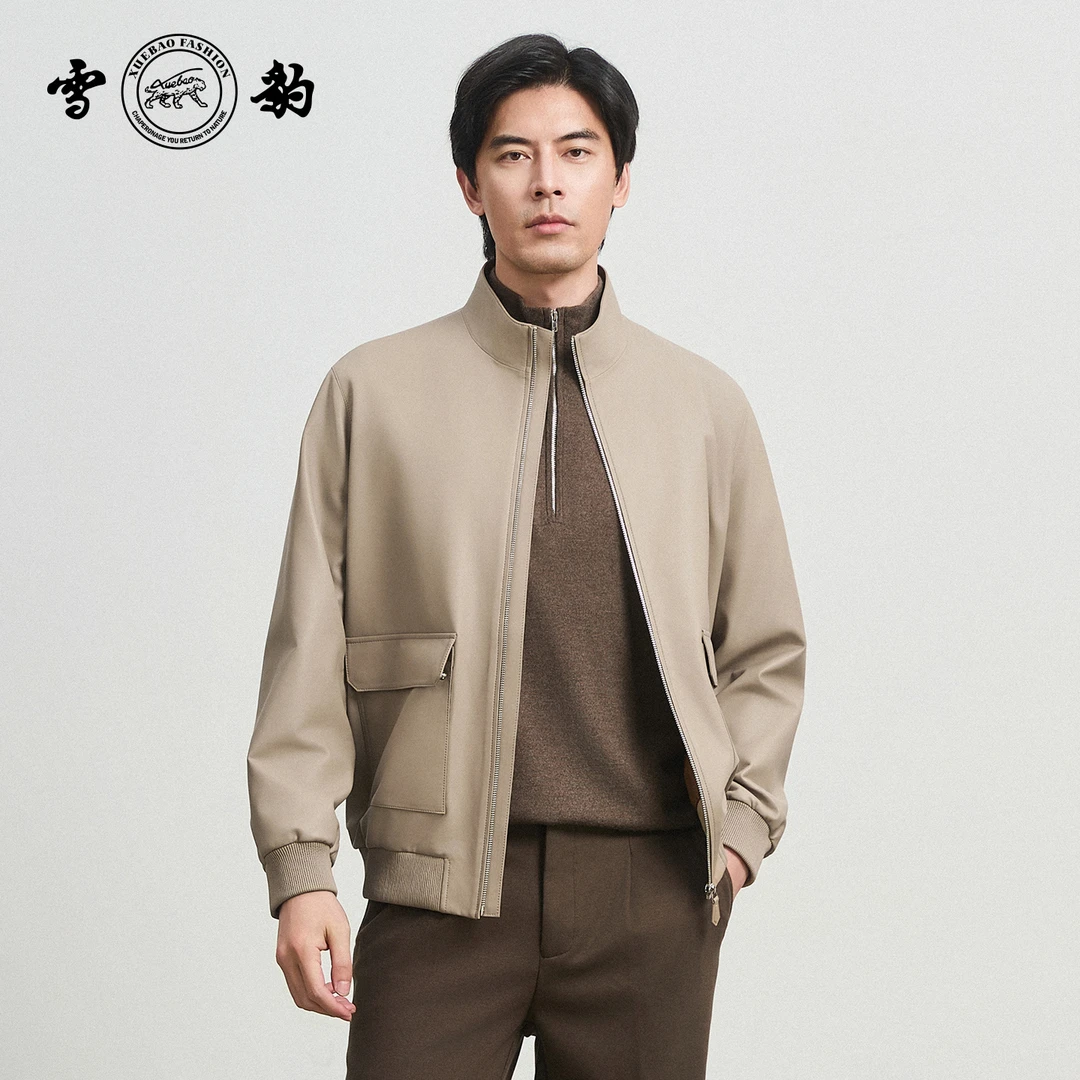 【专柜】雪豹2025新款85760绵羊皮防水真皮皮衣休闲时尚男士皮夹克
