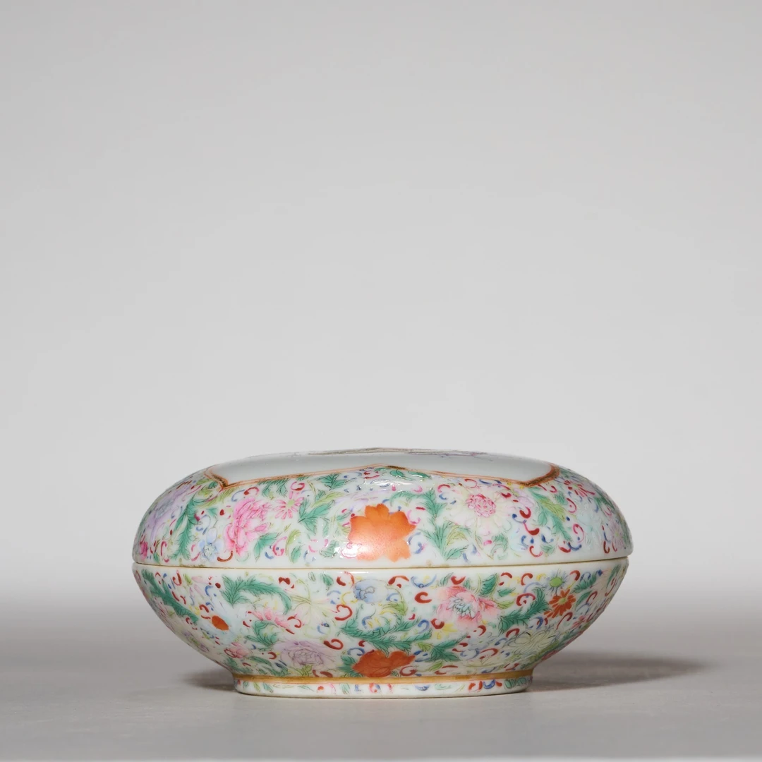 5380民国·粉彩提篮花印泥盒【古董拍卖】