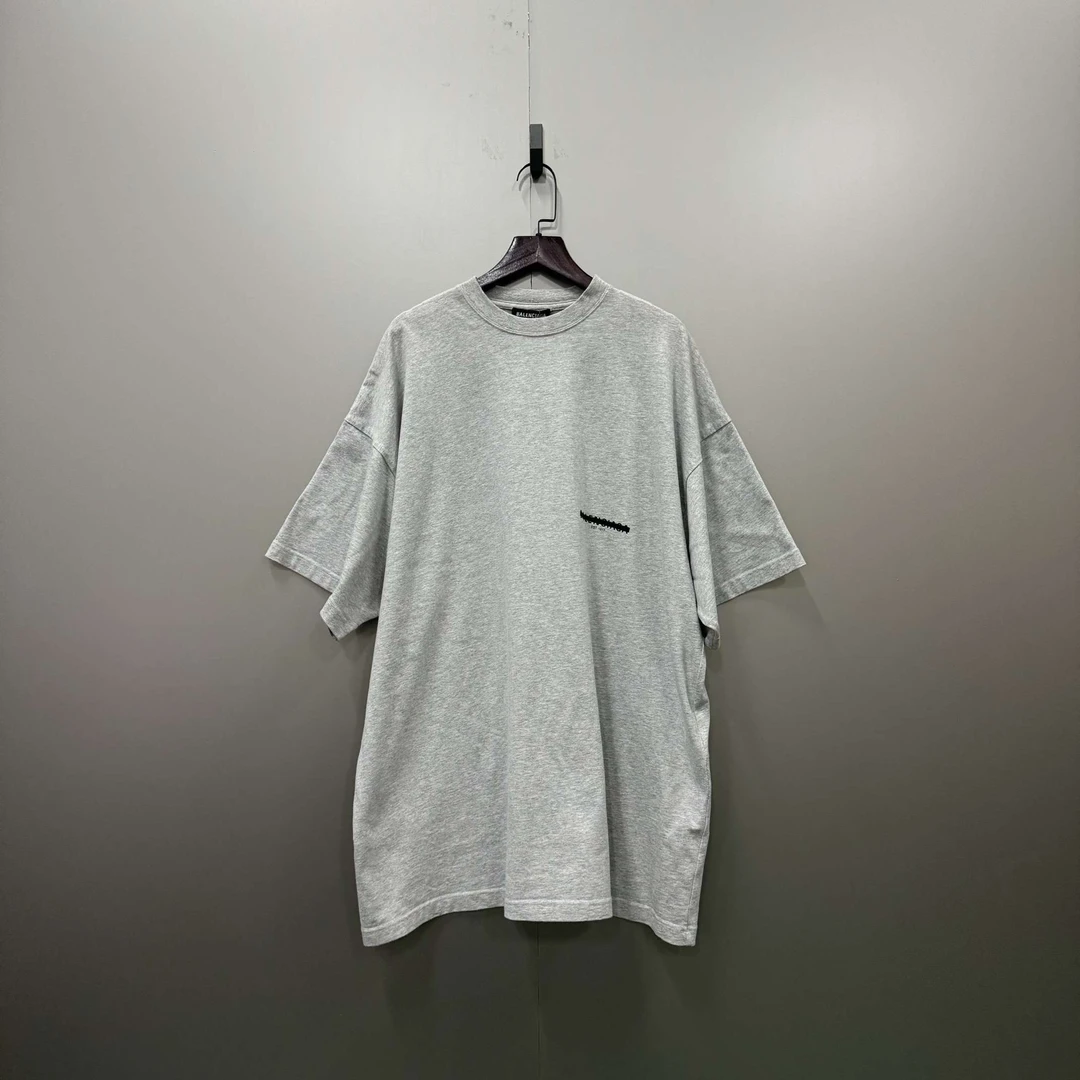 95新 Balenciaga/巴黎世家 巴黎世家 灰色胶带刺绣logo短袖 /95新