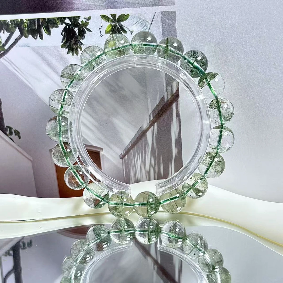 【稀缺】天然翠绿幽灵鬼佬财神绿色水晶手串素圈多样性发其一LY123