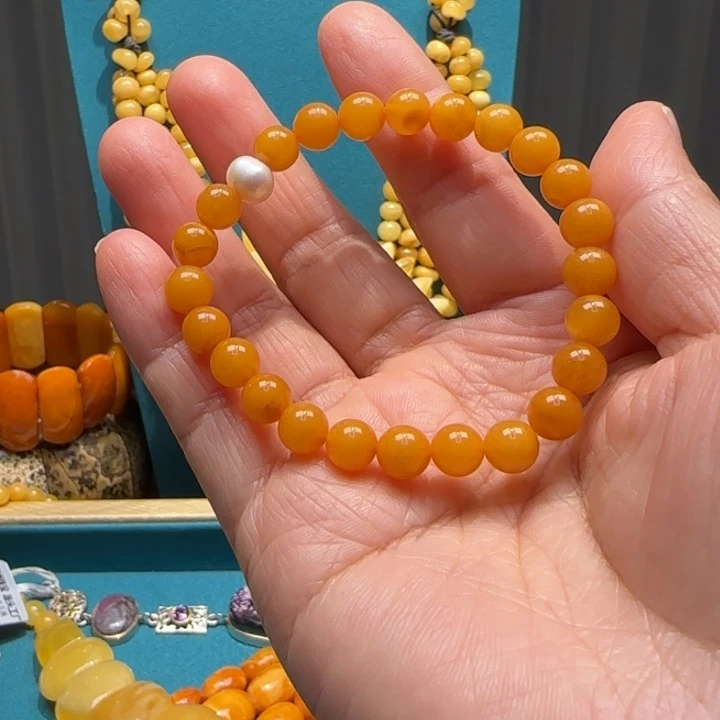 琥珀未镶嵌手链波兰设计款琥珀蜜蜡