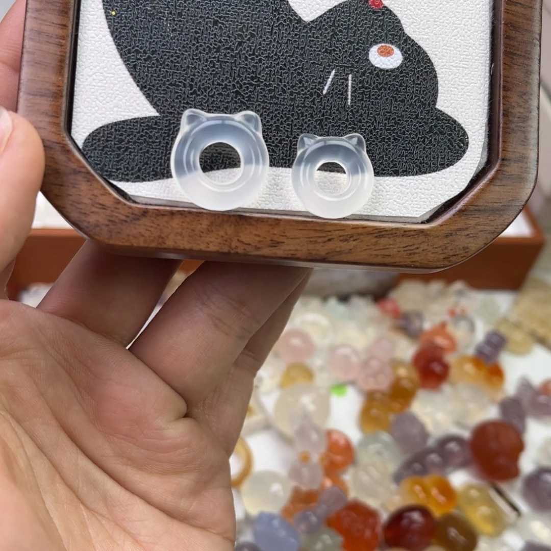玛瑙/玉髓合金戒指猫猫跑环