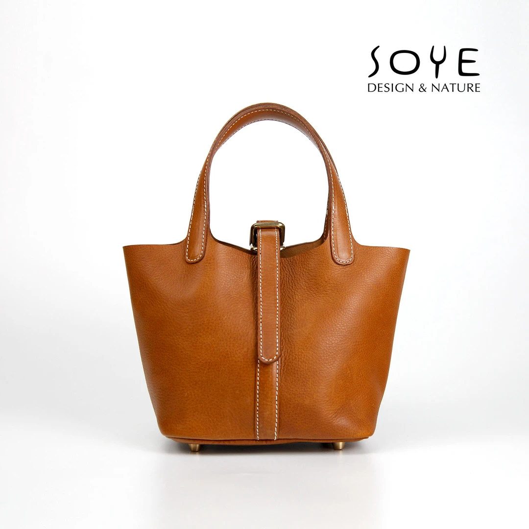 素一SOYE手工皮具简约时尚手提包菜篮子真皮包头层植鞣牛皮包
