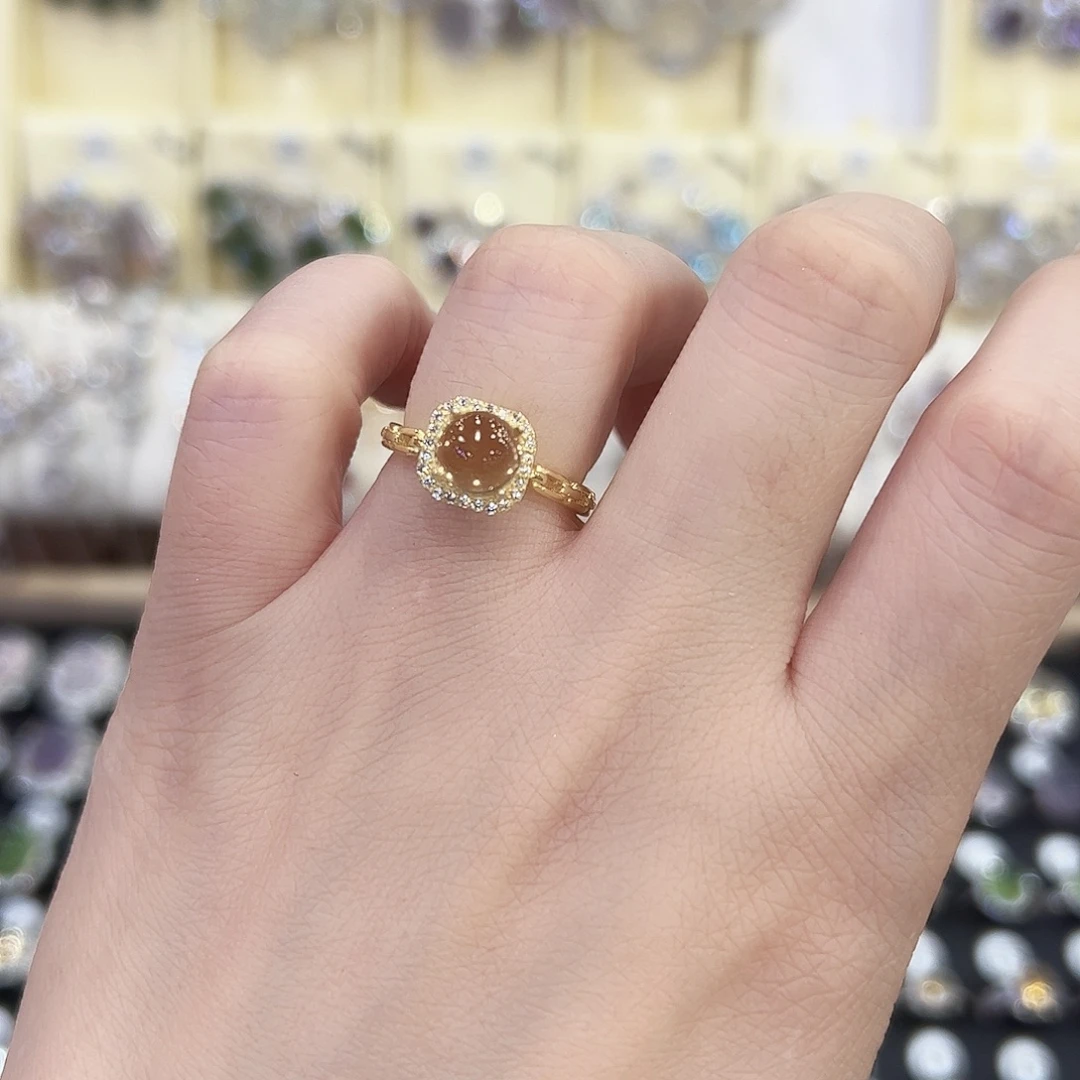 戒指黄晶银S925镶嵌